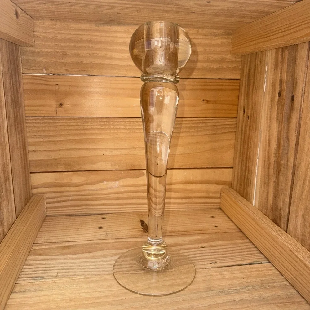 Vintage Art Glass Handblown Tall Candlestick Taper Holder 11